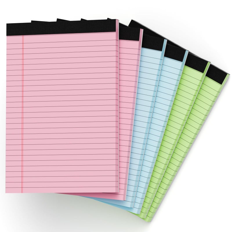 Zaviko Note Pads 8.5 x 11 Colored Legal Pads 8.5 x 11 Note Paper, 6 Pack Paper Pads 8.5 x 11 Notepad, Colored Legal Notepads 8 1/2 x 11 Writing Pads, Pink Notebook Paper 8.5 x 11, Wide Ruled, 30 Sheets/Pad - Image 1